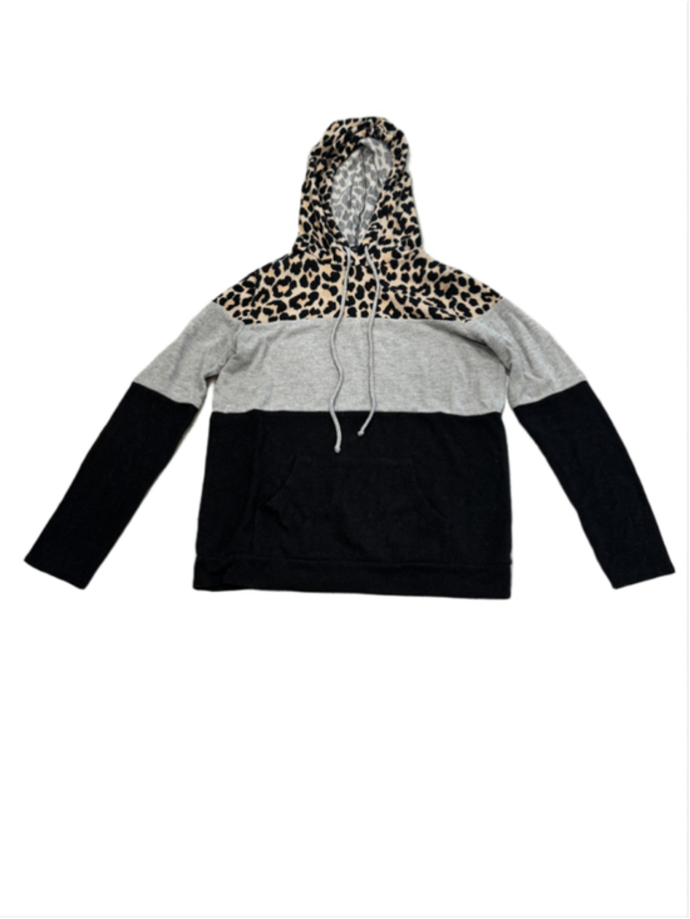 Color Blocked Cheetah Lightweight Hoodie Sweatshirt